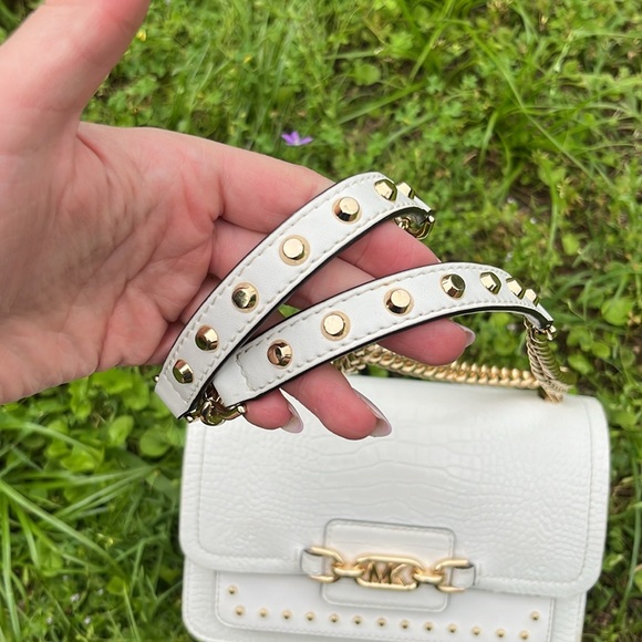 MK MICHAEL KORS Heather Large Studded Crocodile Embossed Leather Shoulder Bag - Picture 13 of 16